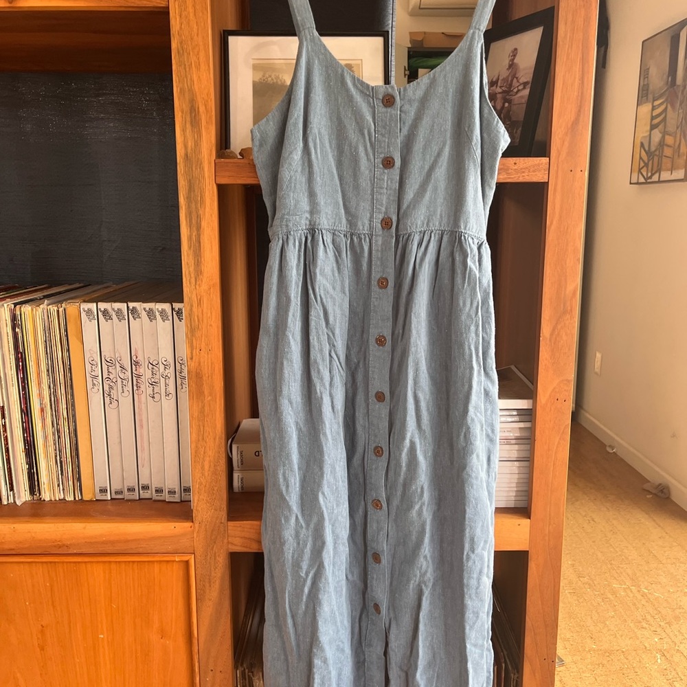 Blue Button-Front Women's Sundress - Picture 2 of 4